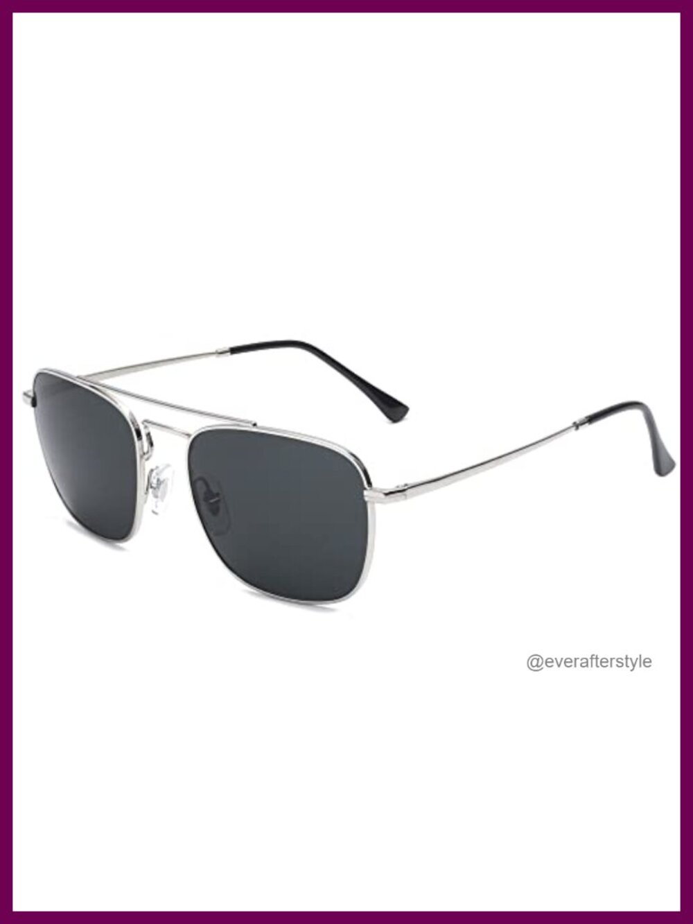 Square Aviator Sunglasses Glass Lens UV400 Adjustable Nose Pads Unisex